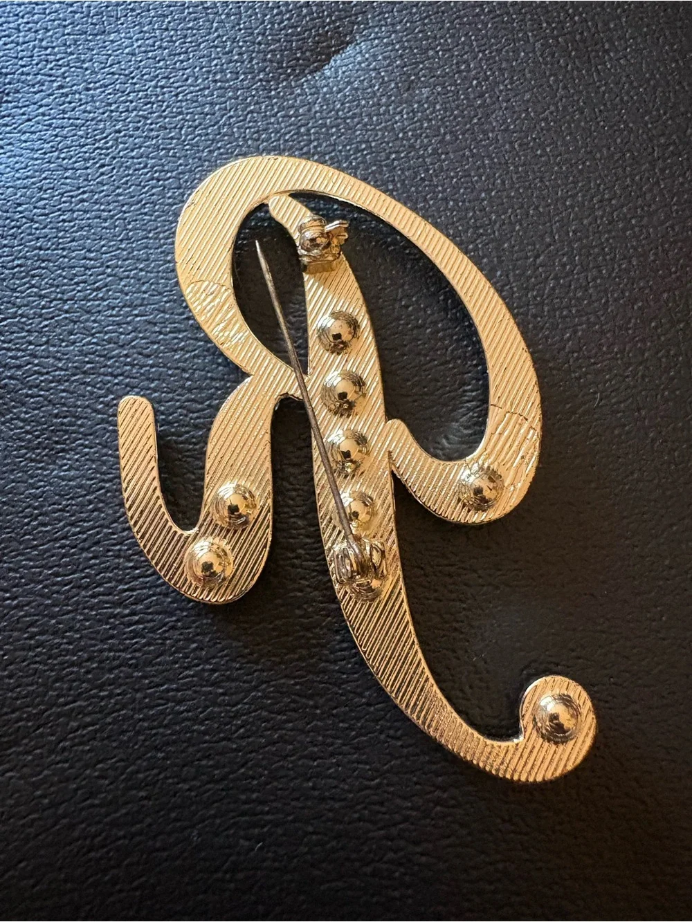 Gold Crystal 'R' Initial Brooch - Elegant Women’s Jewelry